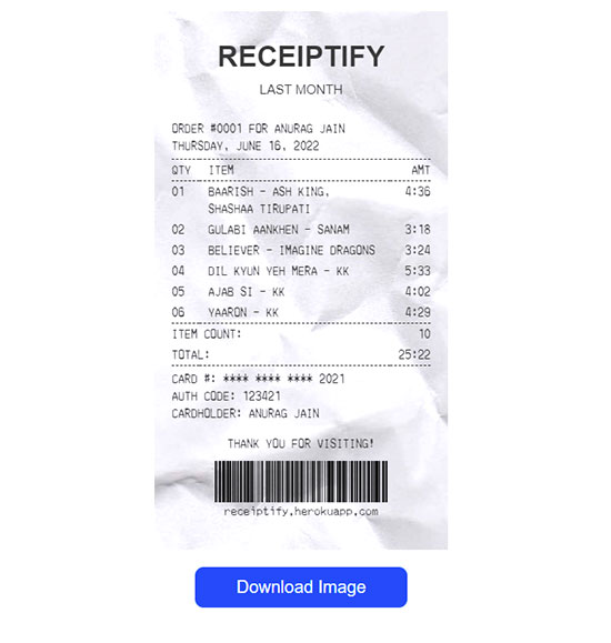 download spotify receipt