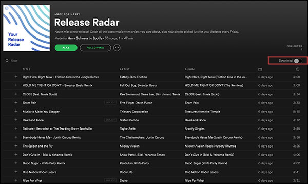 redownload spotify greyed out songs pc