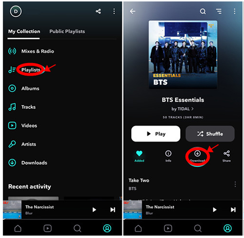 download tidal playlist on android