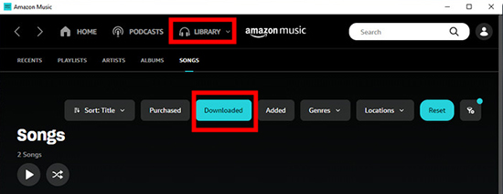 check downloaded amazon music