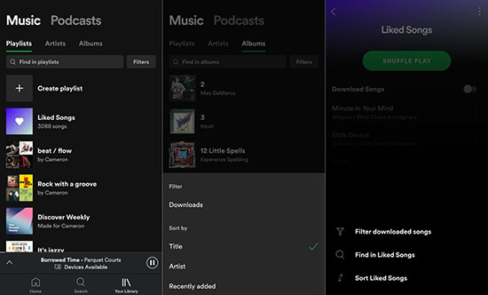 where does spotify download music to android