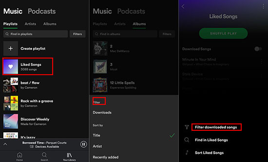 where does spotify download music to android