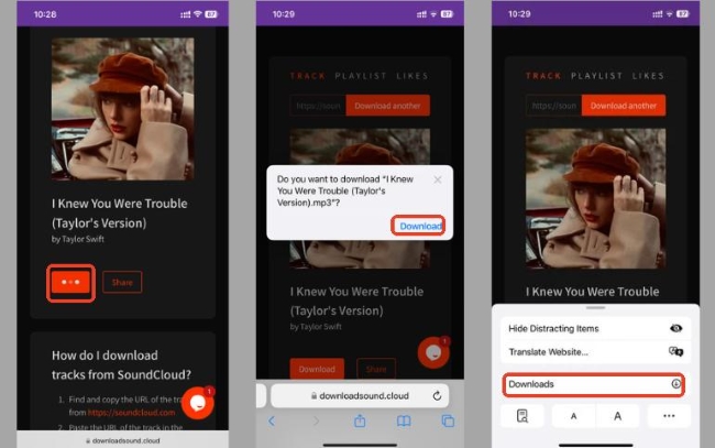 download soundcloud songs on iphone via online website