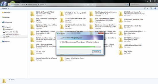 drag and drop audio files to activo ct10 folder