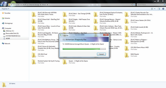 drag and drop audio files to activo ct10 folder