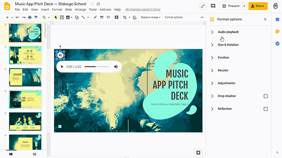 edit spotify audio on google slides