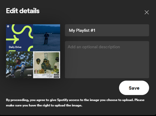 edit spotify playlist details