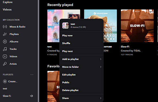 edit tidal playlist on computer