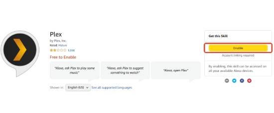 enable amazon music playback via alexa skill for plex