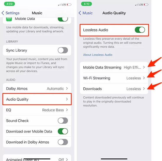 apple music lossless audio quality