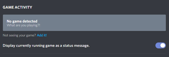 enable game activity on discord