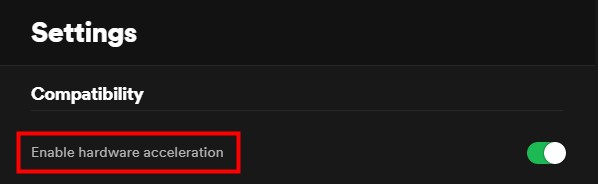 enable  hardware acceleration on spotify