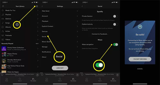 enable spotify and waze integration