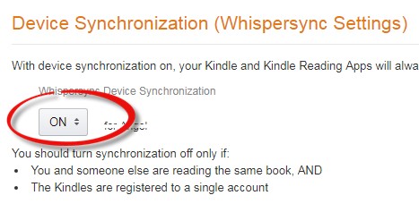 enable whispersync for voice audible