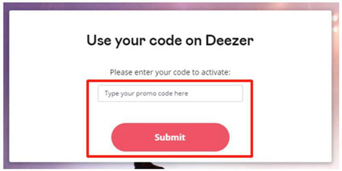 enter and submit deezer gift card code