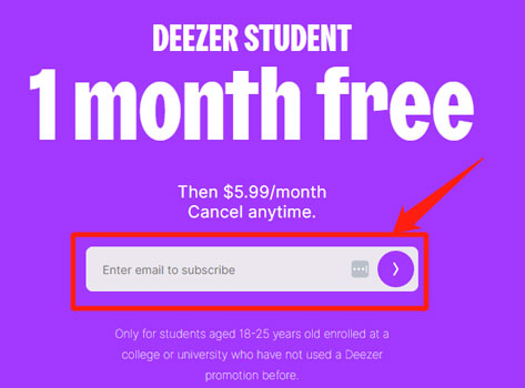 open deezer student offer web page