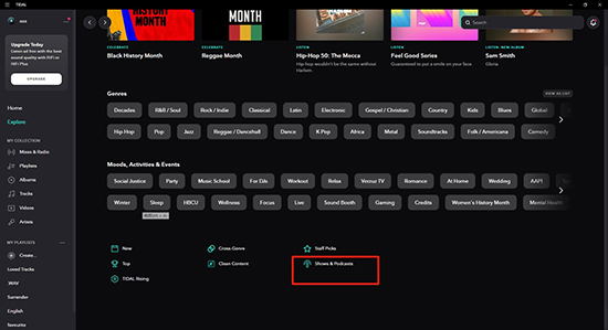 explore podcasts on tidal