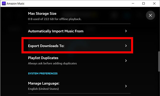 amazon music export downloads to