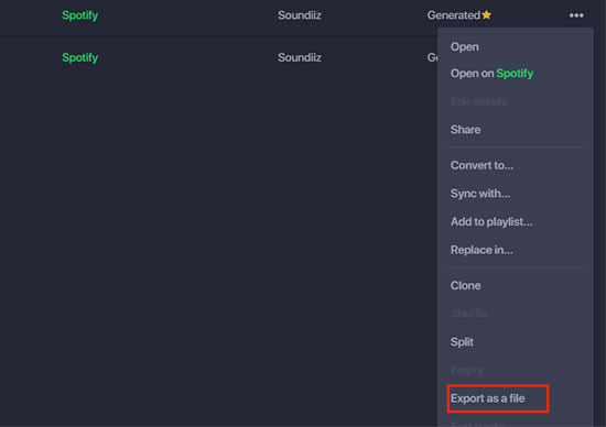export spotify playlist as file soundiiz
