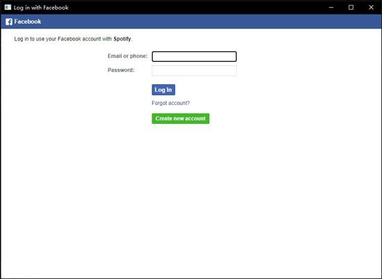 facebook login page