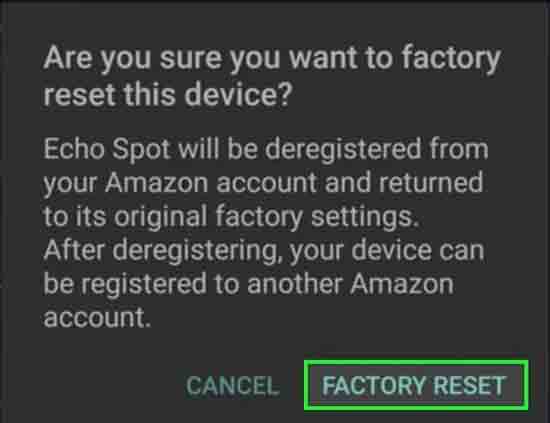 factory reset echo