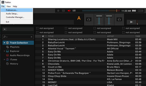 file option in traktor menu bar