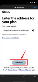 confirm address to join spotify family plan