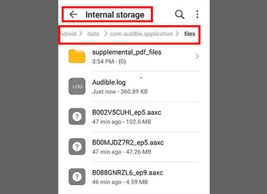 find audible files on android