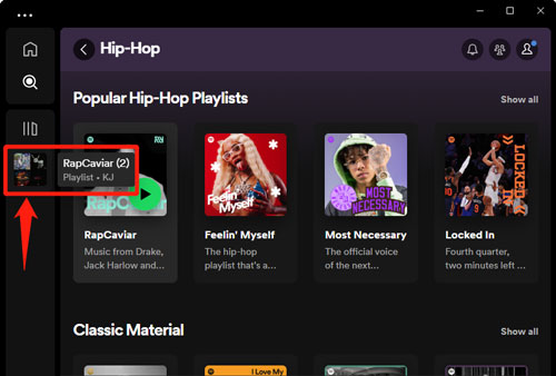 locate copied spotify playlist on desktop app