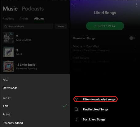 how to find downloaded songs on spotify mobile