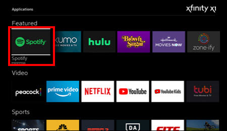 find spotify app in xfinity
