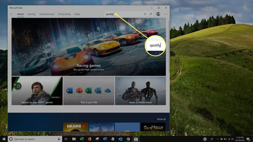 search for spotify on microsoft store