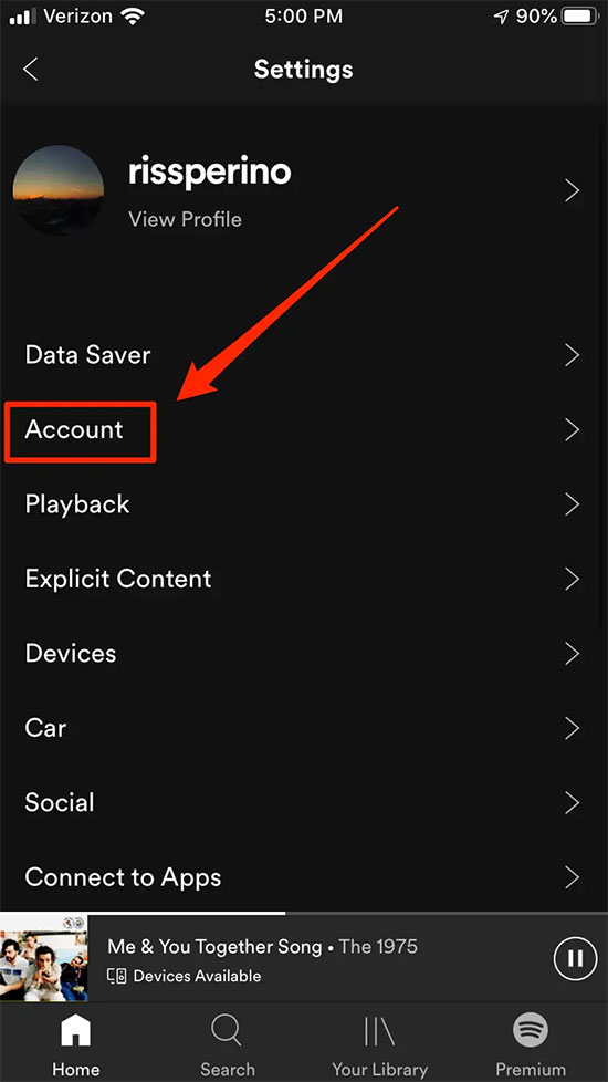 find spotify username mobile