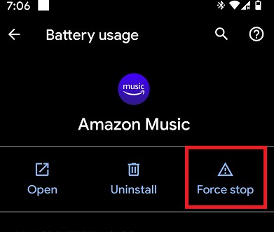 force stop amazon music to fix amazon music not downloading to phone