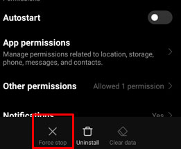 force stop audible on android