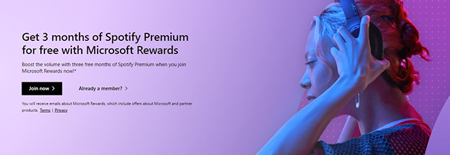 microsoft rewards free spotify premium