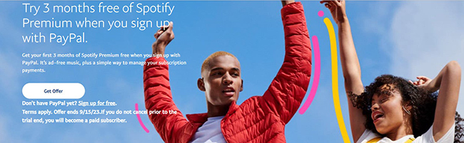 get 3 month free spotify premium subscription via paypal