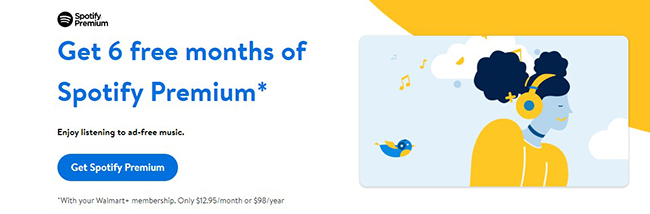 6 month spotify premium for free by walmart