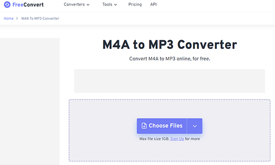 convert m4a to mp3 via freeconvert