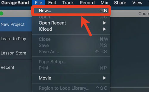 create empty project on garageband mac