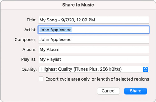 add garageband songs to apple music mac