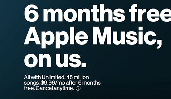 apple music 6 months free by verizon