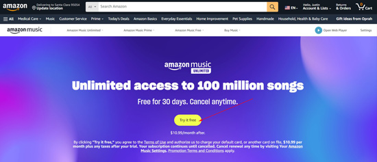 get amazon music 1 month free trial