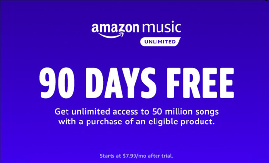 get amazon music unlimited trial for 90 days