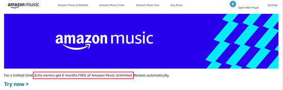 get amazon music unlimited 6 months free trial for echo owners