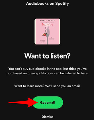 get email spotify audiobooks