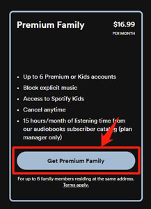 choose get premium family on spotify