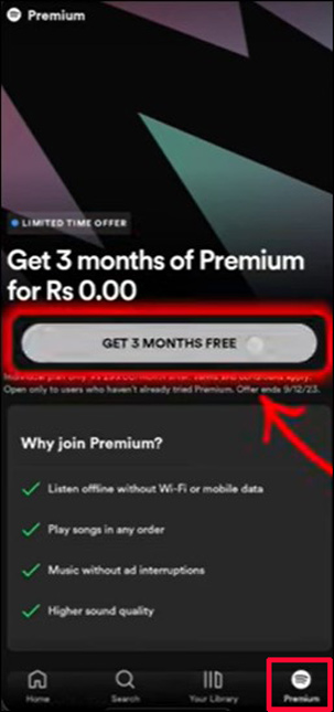 get spotify premium free trial on ios