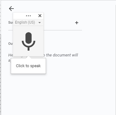 click microphone icon to convert audible to text