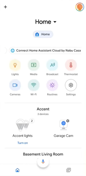 google home home screen